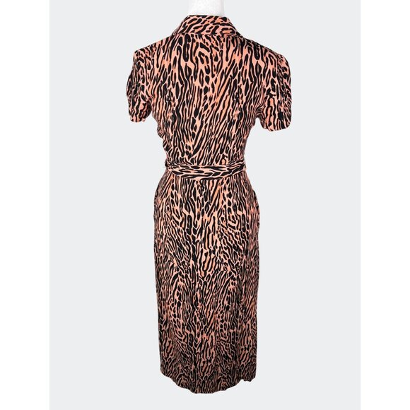 Wilfred Women Leopard Button-Front Midi Shirt Dress With Belt Viscose-Rayon XS - Picture 3 of 14